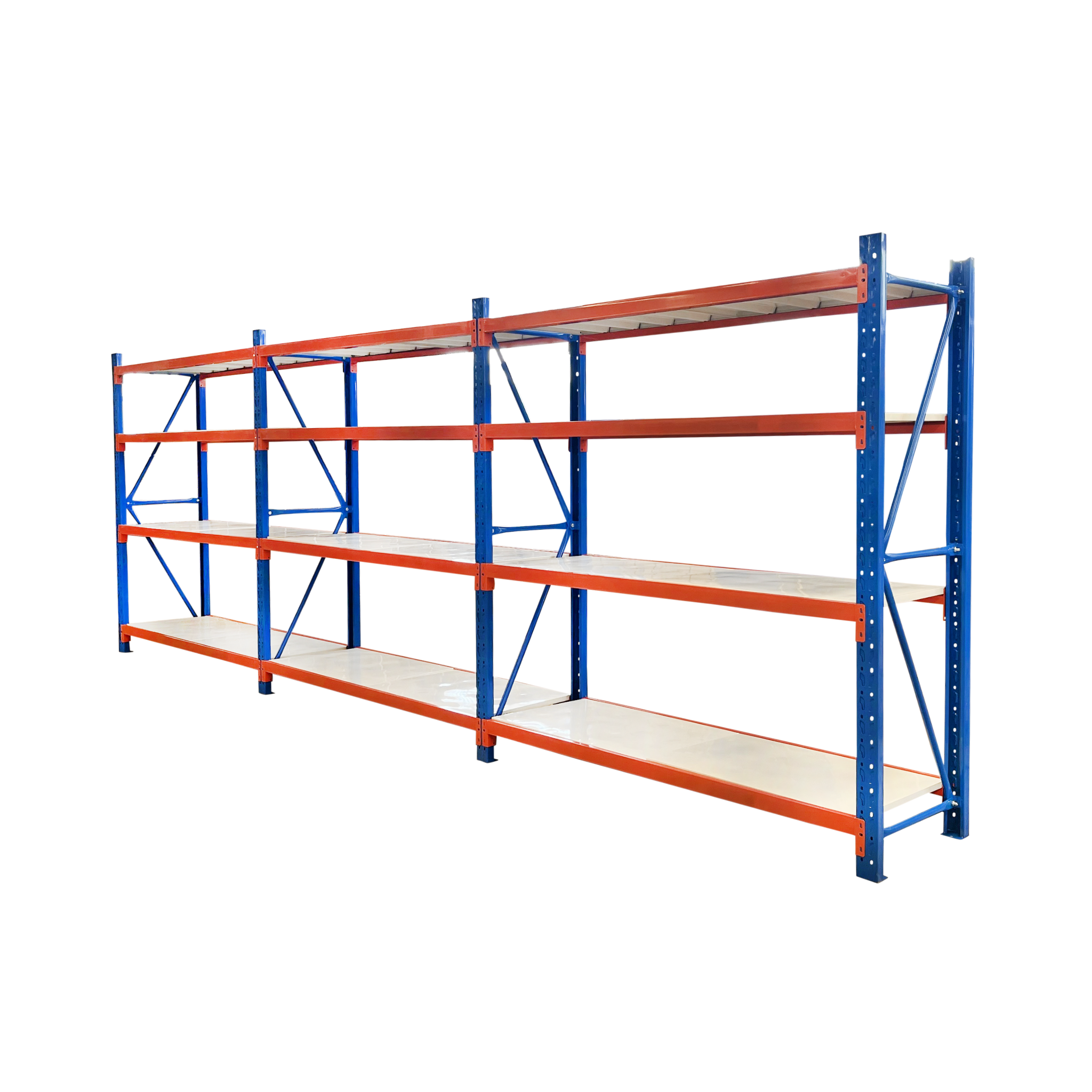 Open Bay Storage Racks 3 Bay Longspan Shelving 2400H x 6000W x 600D Blue/Orange – Shelving Pro