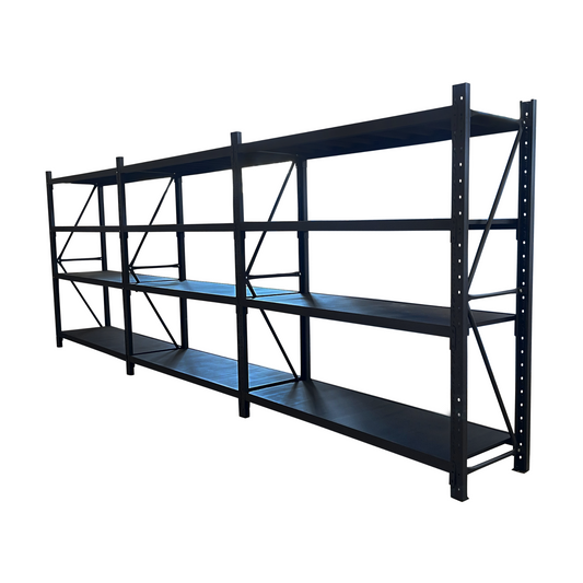 3 Bay Longspan Shelving 2000H x 3600W x 600D Black